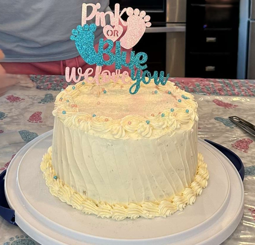 Vanilla Gender Reveal Cake